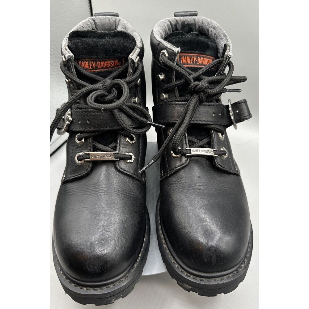 Harley Davidson Boots Men 7 1/2 Lace Up Buckle Logo Ride Moto Combat